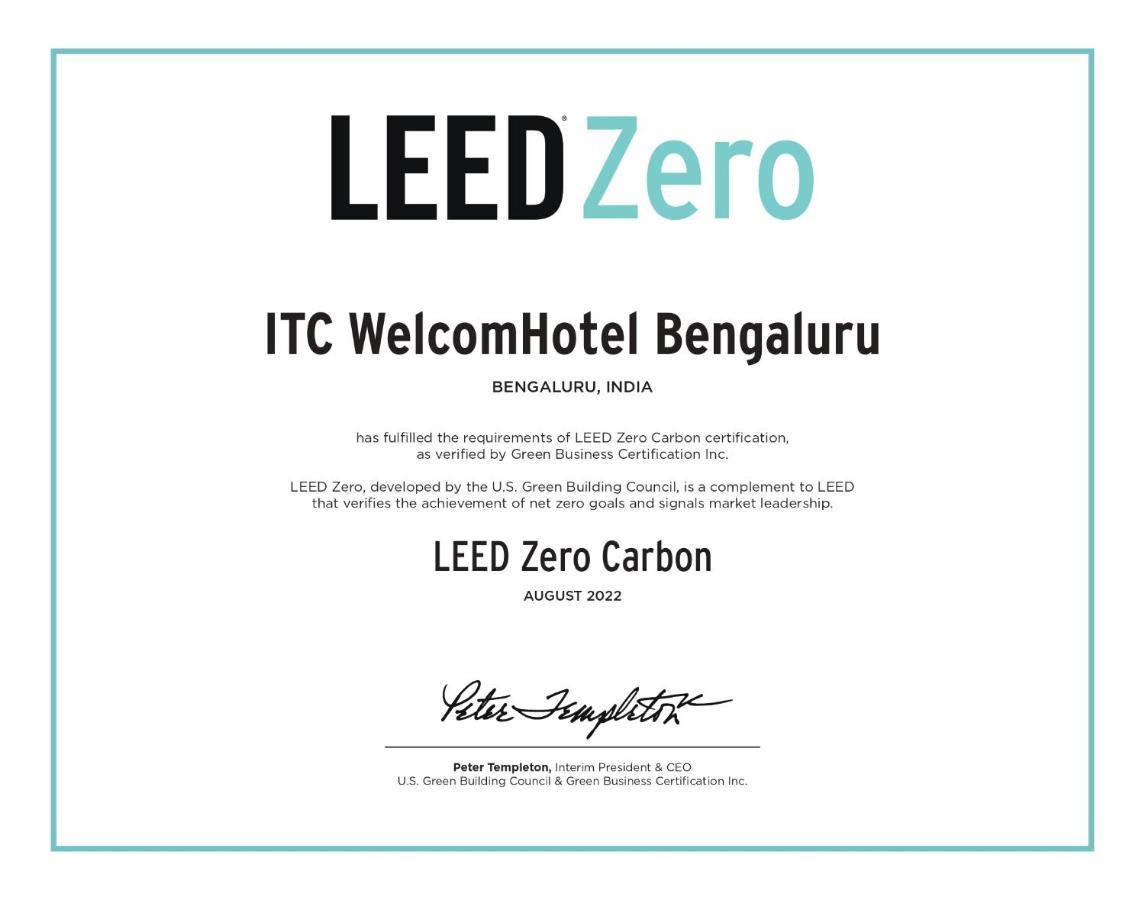 Welcomhotel By Itc Hotels, Richmond Road, Bengaluru Kültér fotó A LEED Zero certificate
